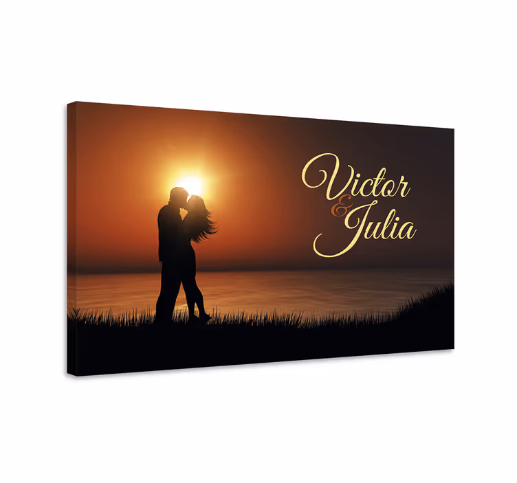 People canvas loving couple silhouette artwork - TenStickers