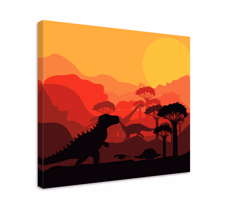 Dinosaur canvas wall art dinosaur silhouette scene - TenStickers