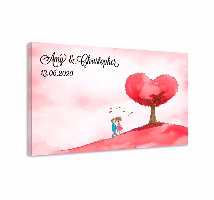 Rustic canvas wall art heart tree affection - TenStickers