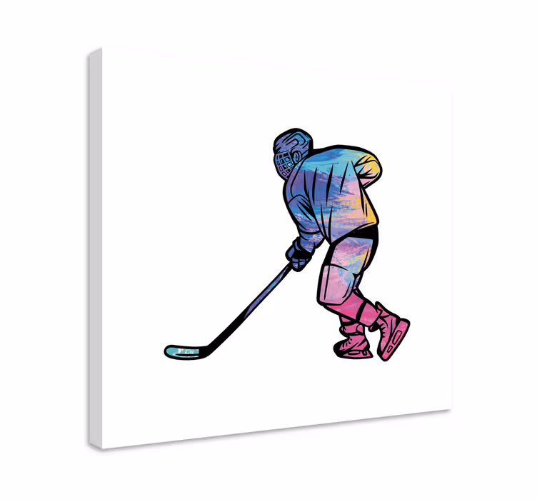 Rainbow Ice hockey people canvas print - TenStickers