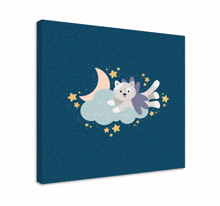 Cat and moon animal canvas prints - TenStickers