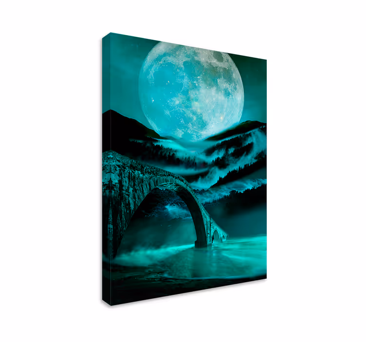 Moonlit bridge landscape landscape canvas - TenStickers