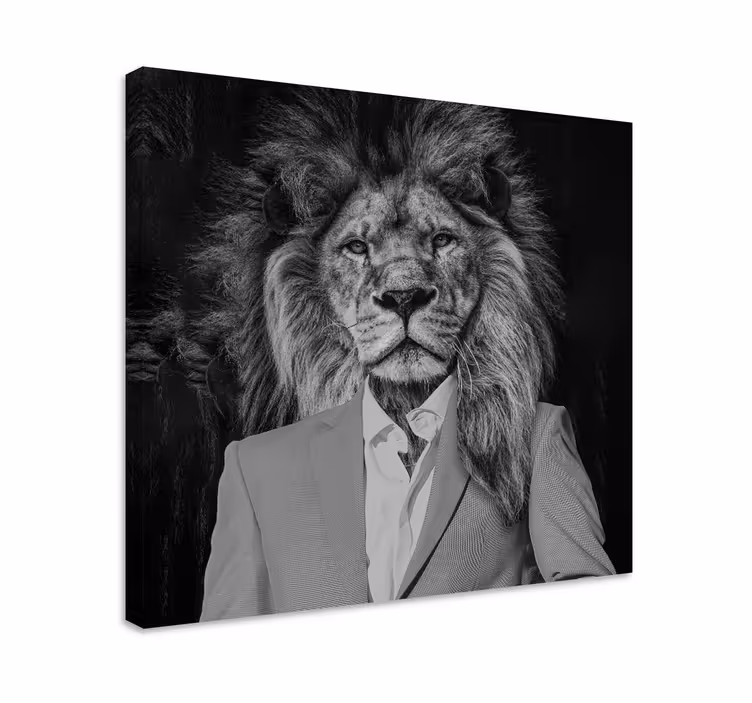 Animal canvas prints lion in suit - TenStickers