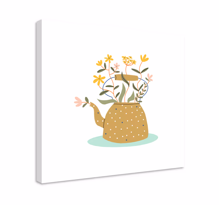 Flowers canvas teapot with flowers - TenStickers