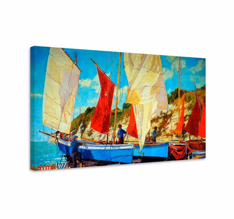Landscape canvas sailing boats artwork - TenStickers