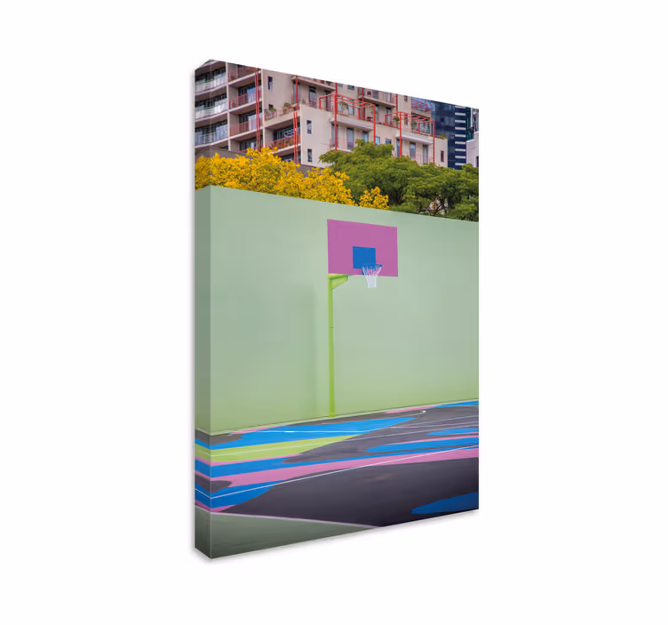 Sports canvas art colorful basketball court - TenStickers