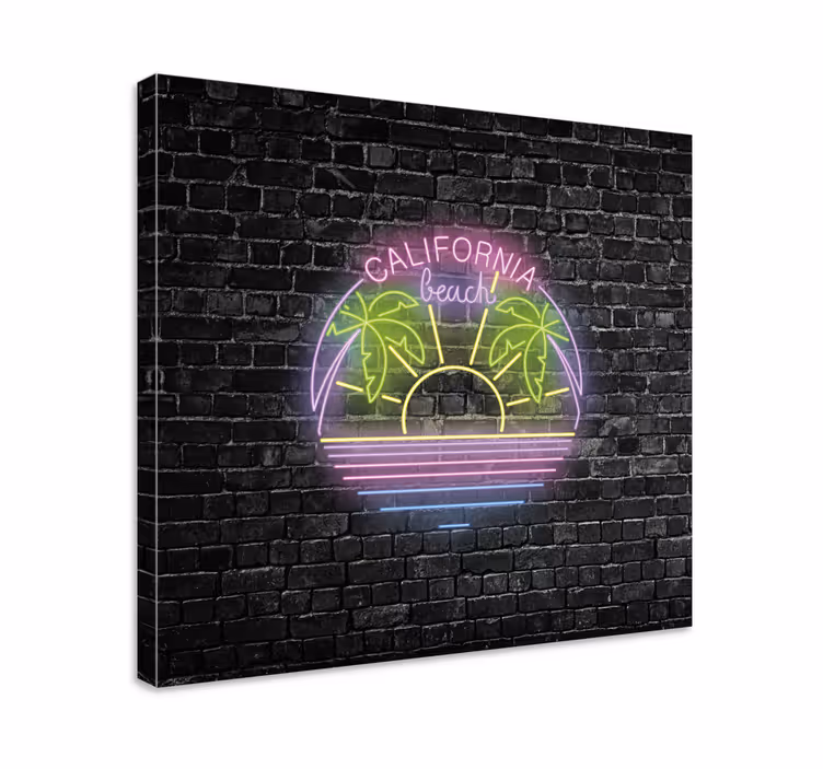 California beach neon text canvas pictures - TenStickers