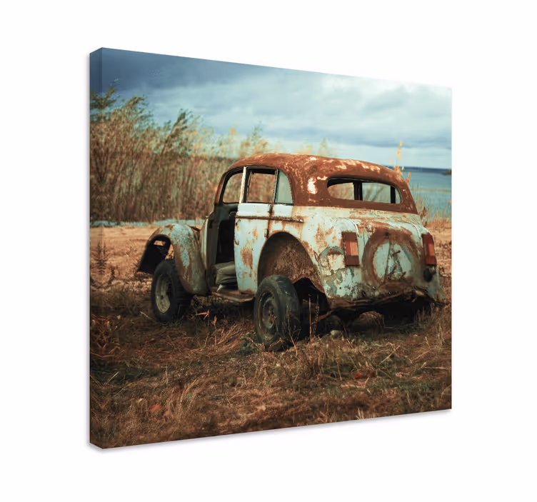 Retro canvas rusty classic car artwork - TenStickers