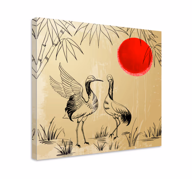 Mandala canvas cranes and sun design - TenStickers