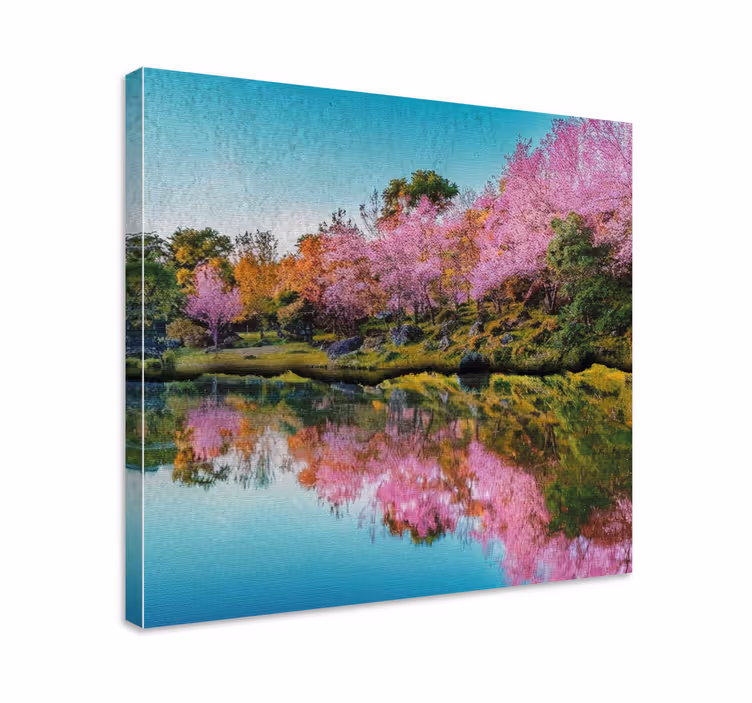 Nice view of the lake flower canvas - TenStickers