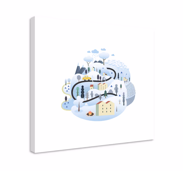 Winter scenic route cityscape wall art - TenStickers