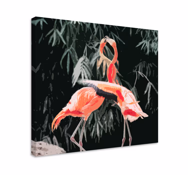Bird canvas wall art flamingo pair artwork - TenStickers