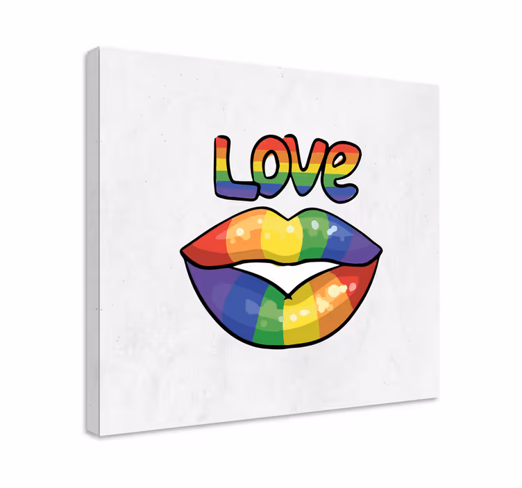 Quote canvas colorful love lips - TenStickers