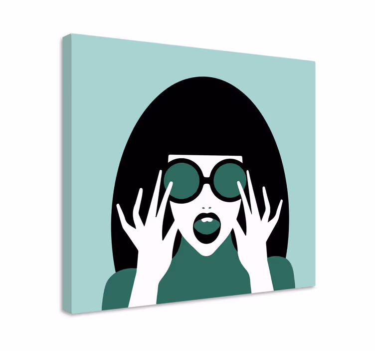 Stylish Woman in Glasses people canvas - TenStickers