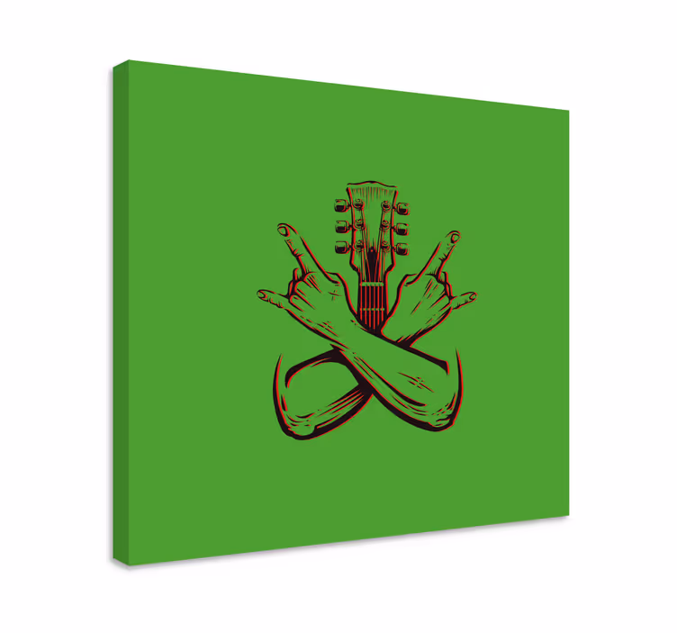 Music canvas art guitar hand sign - TenStickers