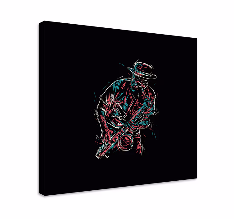 Abstract jazz saxophone player Music canvas - TenStickers