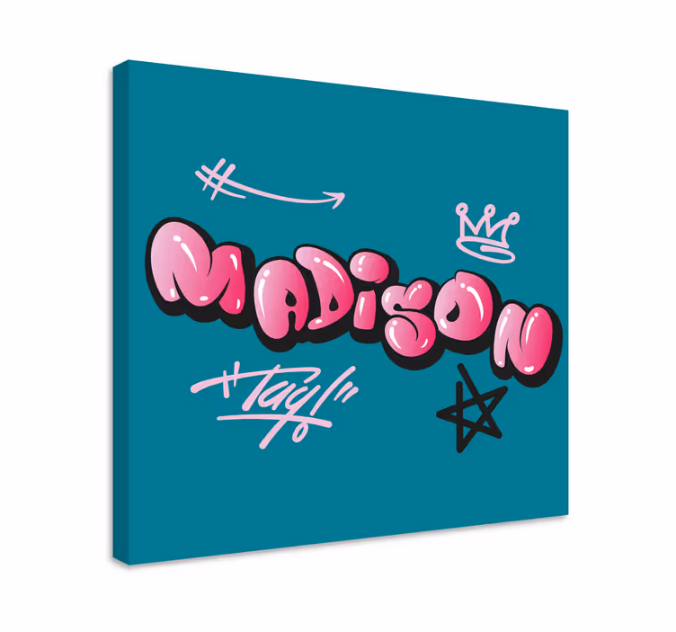 Pink cool bombing graffiti personalised canvas - TenStickers