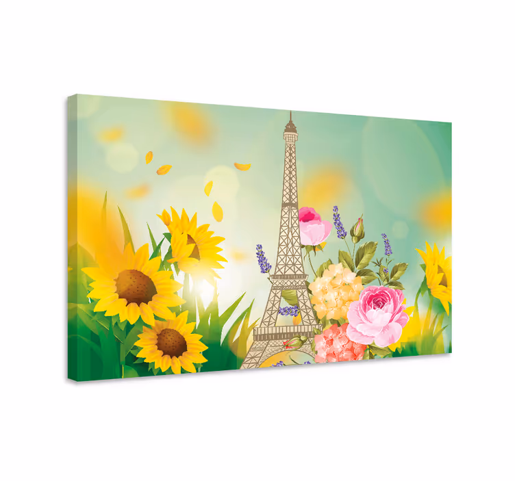 Flowers canvas eiffel tower bouquet - TenStickers