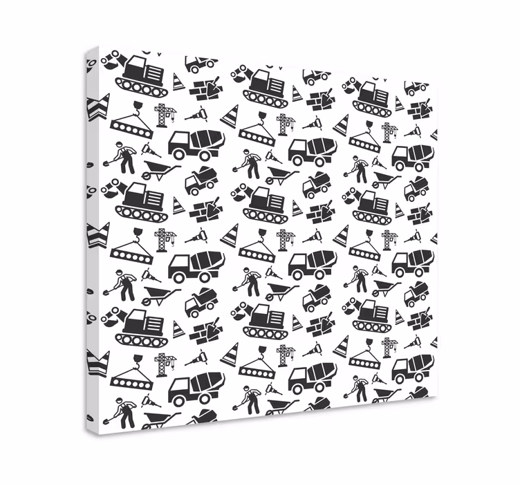 Monocolor excavators and trucks nursery canvas - TenStickers