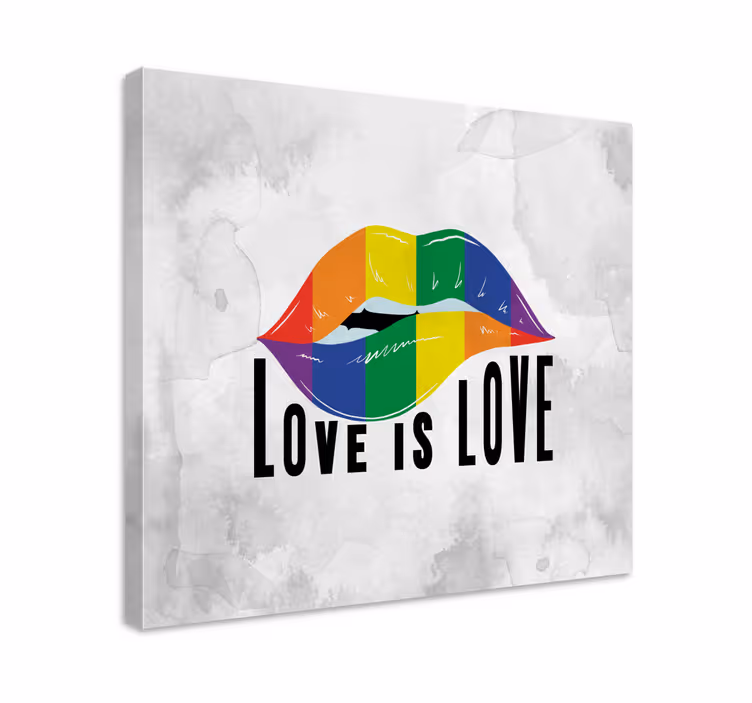 Retro canvas rainbow lip embrace - TenStickers
