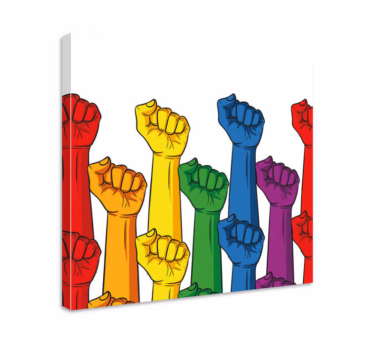 Quote canvas colorful raised fists artwork - TenStickers