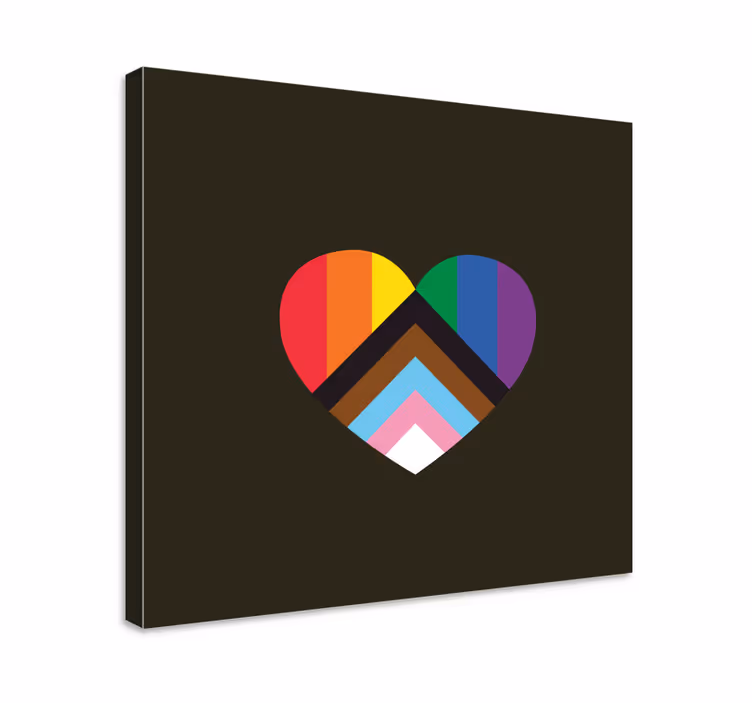 Update pride flag heart shape home canvas print - TenStickers