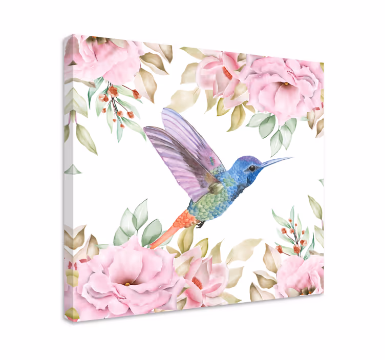 Hanging garden flowers with birds flower canvas - TenStickers