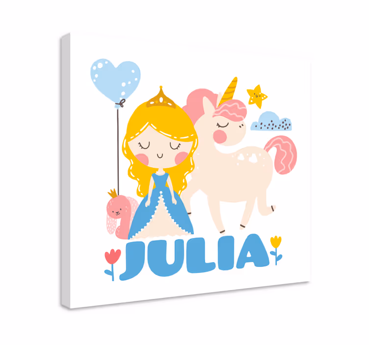 Nursery canvas princess with unicorn - TenStickers