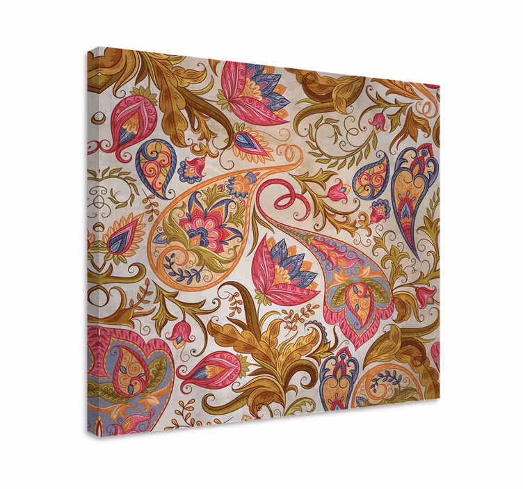 Pink and blue painted ornamental flower canvas - TenStickers