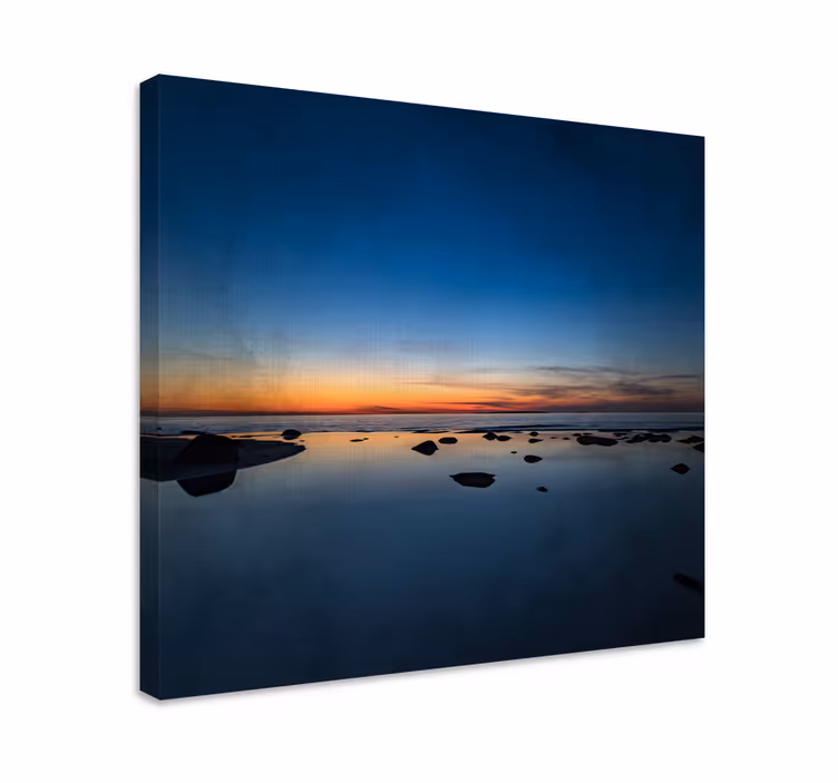 Nordic sunset on the sea landscape canvas - TenStickers