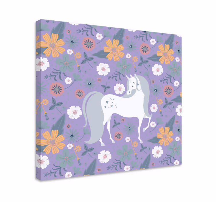 Elephant wallart charming unicorn floral art - TenStickers