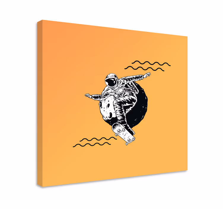 Gamer wall print cosmonaut skateboarding art - TenStickers