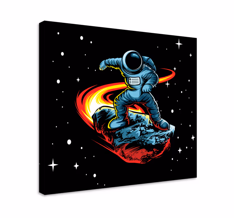 Gamer wall print astronaut surfing asteroid - TenStickers