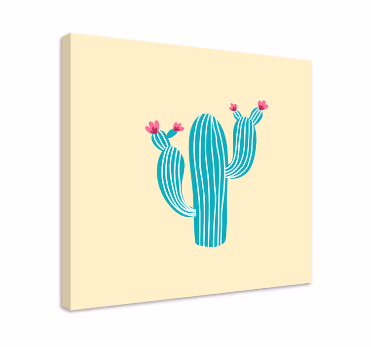 Flowers canvas cactus with flowers - TenStickers