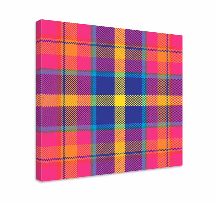 Geometric canvas with colorful checkered design - TenStickers
