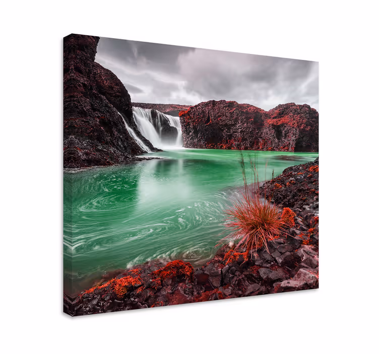 Landscape canvas waterfall with green pool - TenStickers
