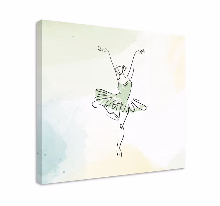 Ballerina in pose line art nursery canvas - TenStickers