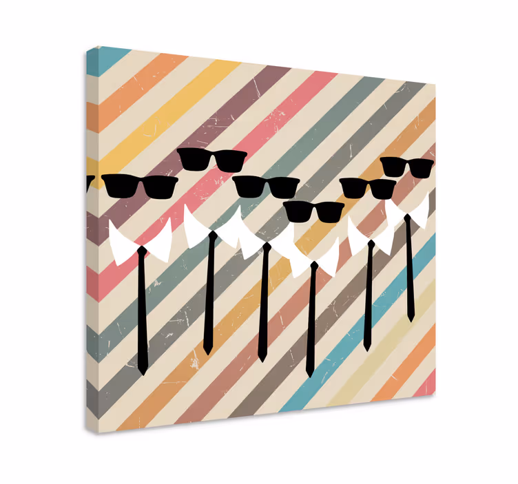 Floral canvas wall art with trendy sunglass figures - TenStickers