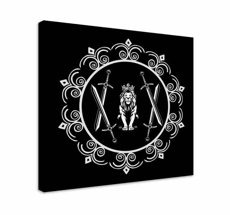 Tree canvas wall art lion with swords - TenStickers