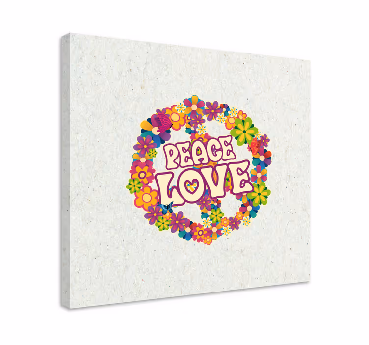 Peace love, and butterflies flower canvas - TenStickers