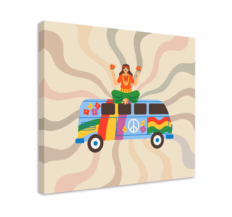 Superhero canvas art flower power van - TenStickers