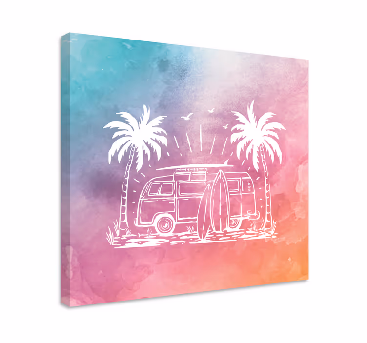 Colorful hippie bus abstract style retro canvas - TenStickers