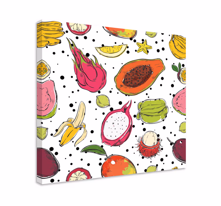 Sketch color exotic fruits Kitchen wall print - TenStickers