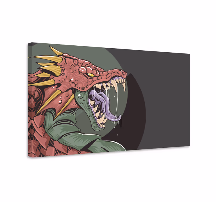 Dinosaur canvas wall art ferocious dragon artwork - TenStickers