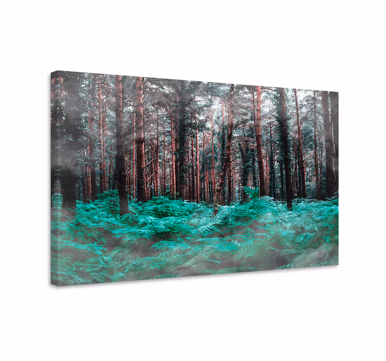 Flowers canvas lush green ferns - TenStickers