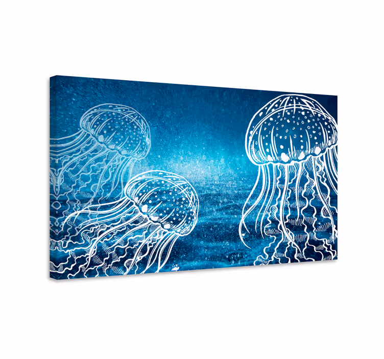 Nautical canvas art jellyfish ocean life decor - TenStickers