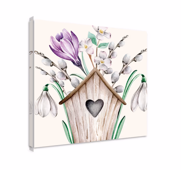 Flowers canvas birdhouse floral design - TenStickers