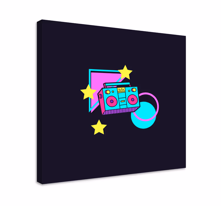 80s style colorful boombox retro canvas - TenStickers
