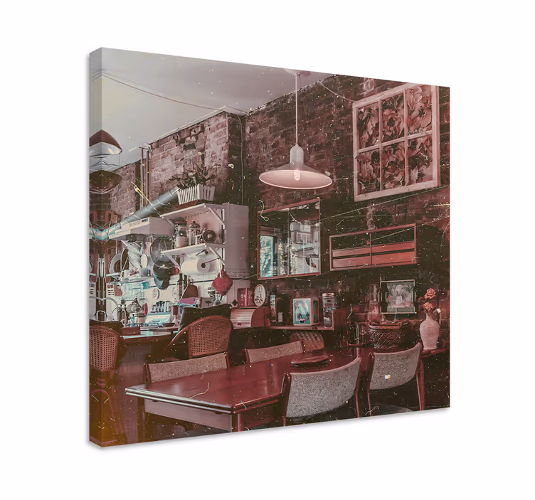Cityscape wall art vintage café illustration - TenStickers