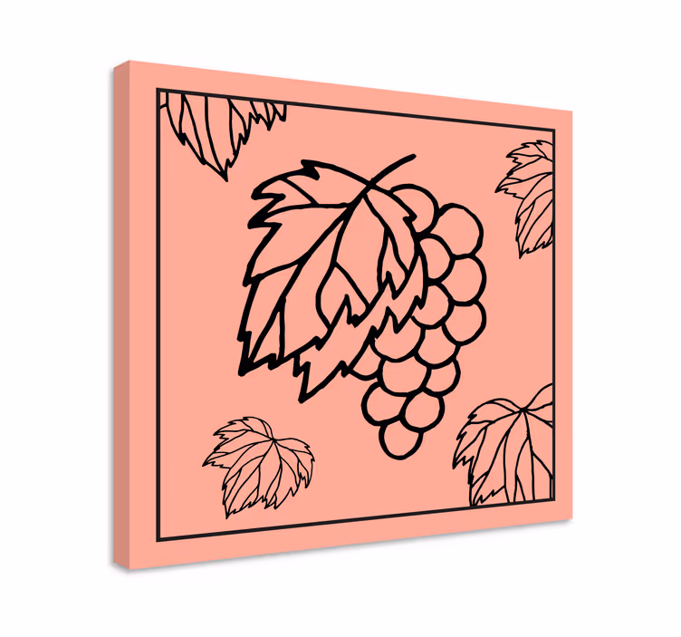 Fruit canvas wall art grapes with leaves - TenStickers